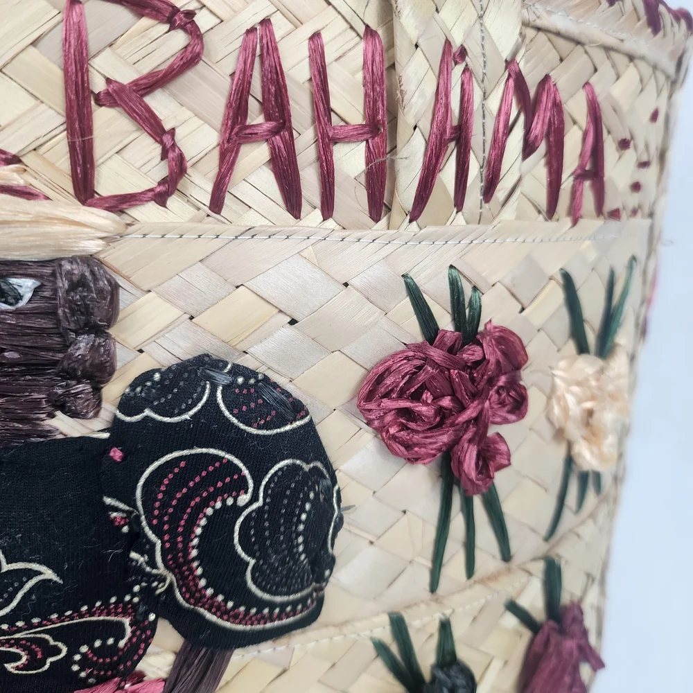 Vintage Handmade Bahamas Raffia Straw Tote Bag